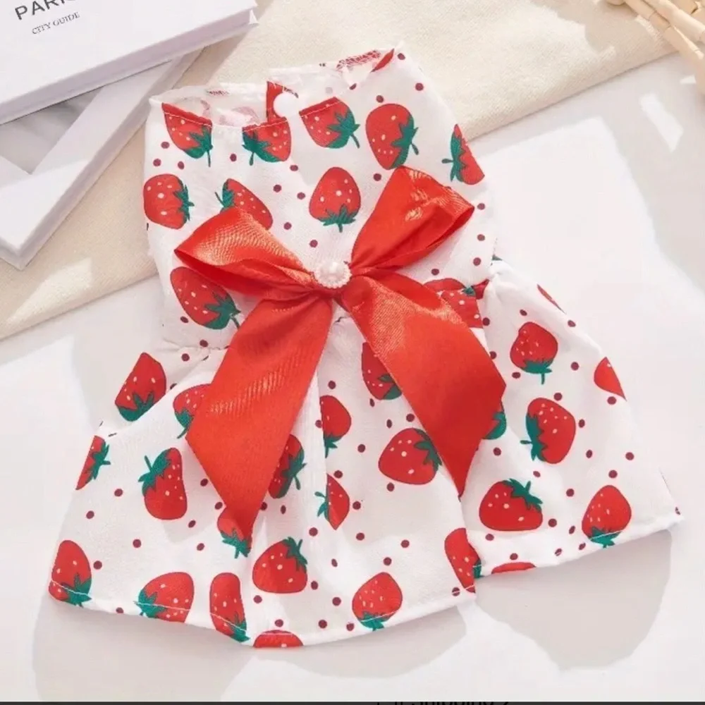 Cute Pretty Strawberry Print Lightweight Princess Dog Pet Dress
